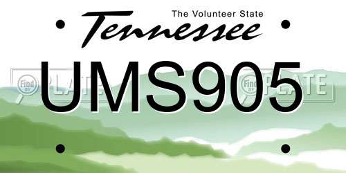 UMS905 Tennessee License Plate