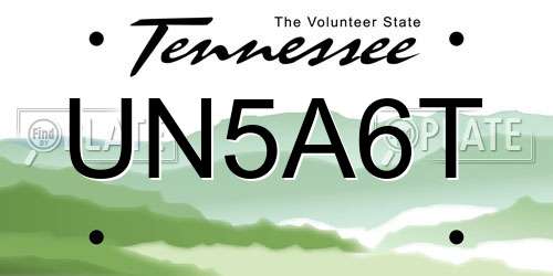 UN5A6T Tennessee License Plate