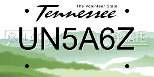 UN5A6Z Tennessee License Plate
