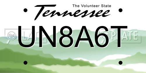 UN8A6T Tennessee License Plate