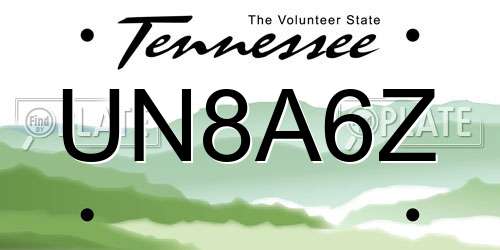 UN8A6Z Tennessee License Plate