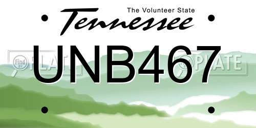 UNB467 Tennessee License Plate