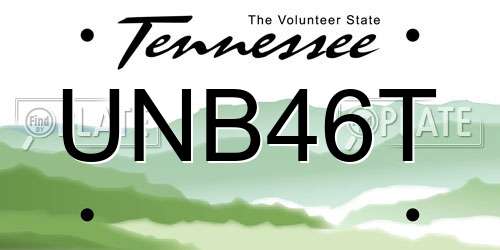 UNB46T Tennessee License Plate