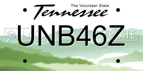UNB46Z Tennessee License Plate