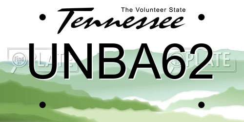 UNBA62 Tennessee License Plate