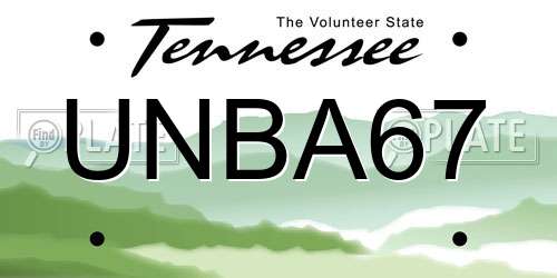 UNBA67 Tennessee License Plate