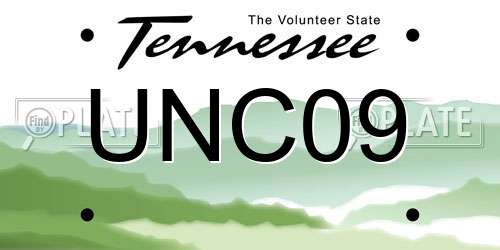 UNC09 Tennessee License Plate