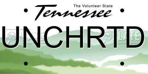 UNCHRTD Tennessee License Plate