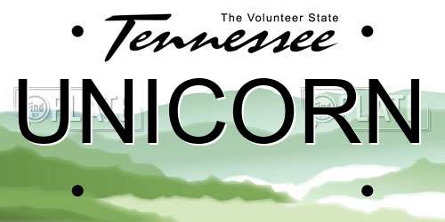 UNICORN Tennessee License Plate