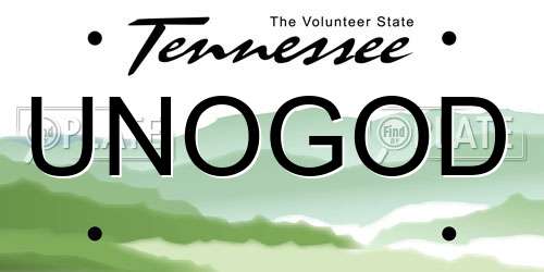 UNOGOD Tennessee License Plate