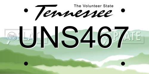 UNS467 Tennessee License Plate