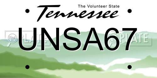 UNSA67 Tennessee License Plate