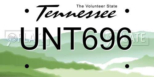 UNT696 Tennessee License Plate