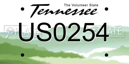 US0254 Tennessee License Plate