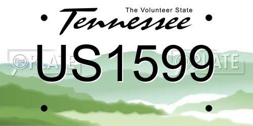 US1599 Tennessee License Plate