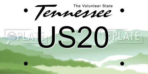 US20 Tennessee License Plate