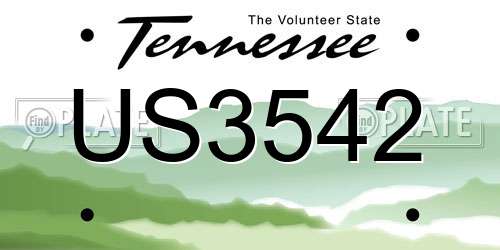 US3542 Tennessee License Plate