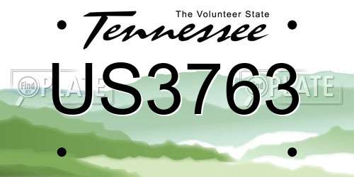 US3763 Tennessee License Plate