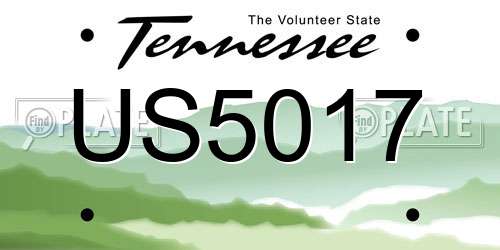 US5017 Tennessee License Plate