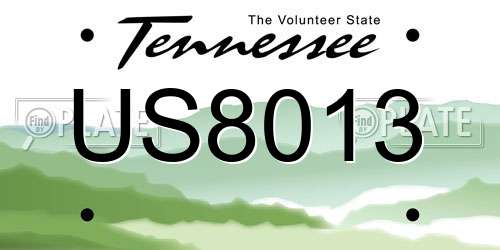 US8013 Tennessee License Plate