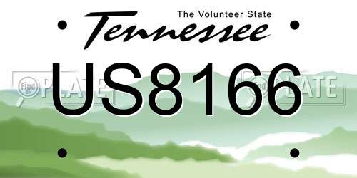 US8166 Tennessee License Plate