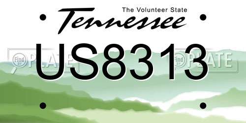 US8313 Tennessee License Plate