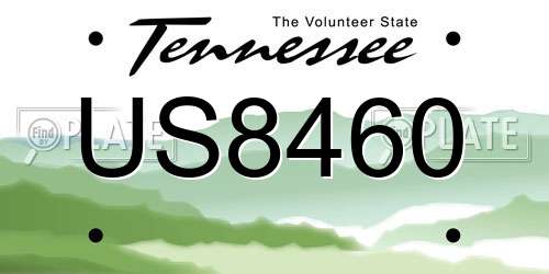 US8460 Tennessee License Plate