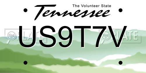 US9T7V Tennessee License Plate