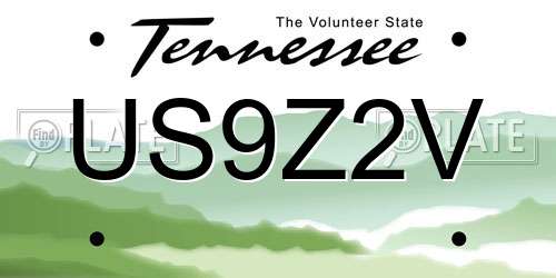 US9Z2V Tennessee License Plate