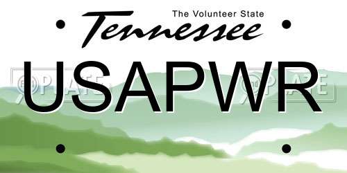 USAPWR Tennessee License Plate