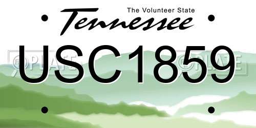 USC1859 Tennessee License Plate
