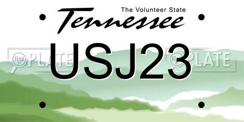 USJ23 Tennessee License Plate