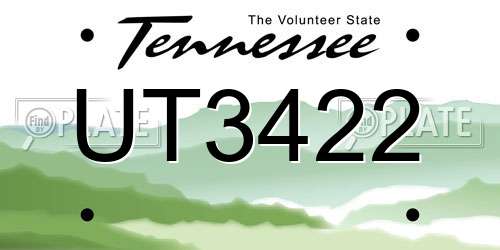 UT3422 Tennessee License Plate