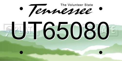 UT65080 Tennessee License Plate