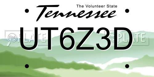 UT6Z3D Tennessee License Plate