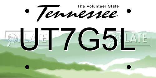 UT7G5L Tennessee License Plate