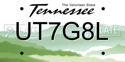 UT7G8L Tennessee License Plate