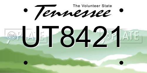 UT8421 Tennessee License Plate