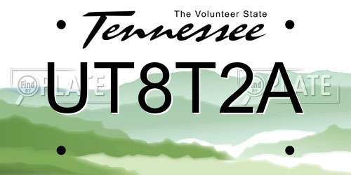 UT8T2A Tennessee License Plate