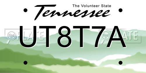 UT8T7A Tennessee License Plate
