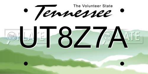 UT8Z7A Tennessee License Plate