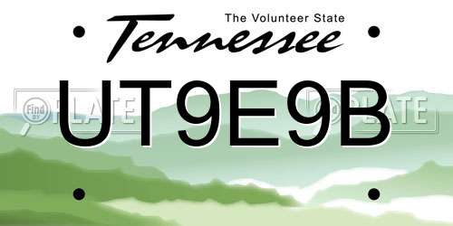 UT9E9B Tennessee License Plate