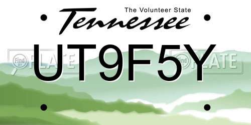UT9F5Y Tennessee License Plate