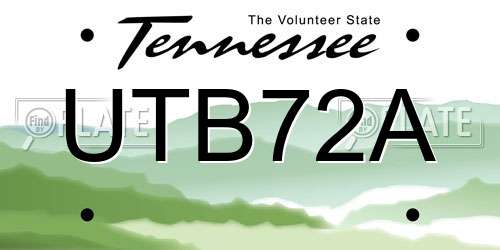UTB72A Tennessee License Plate