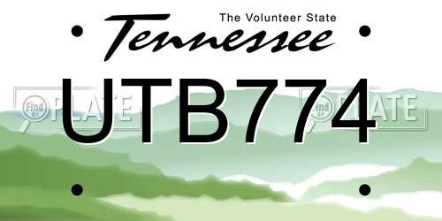 UTB774 Tennessee License Plate