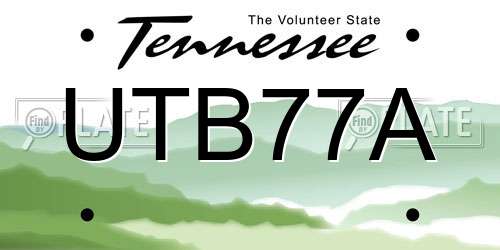UTB77A Tennessee License Plate