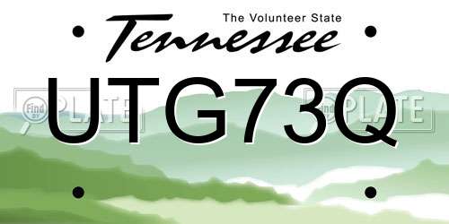 UTG73Q Tennessee License Plate