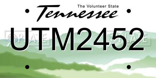 UTM2452 Tennessee License Plate