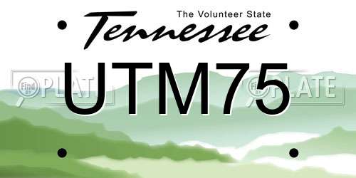 UTM75 Tennessee License Plate