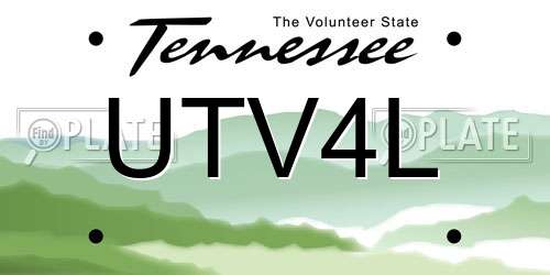 UTV4L Tennessee License Plate